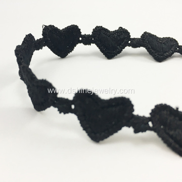 Black Charm Choker Heart-Shaped Lace Necklace For Lady